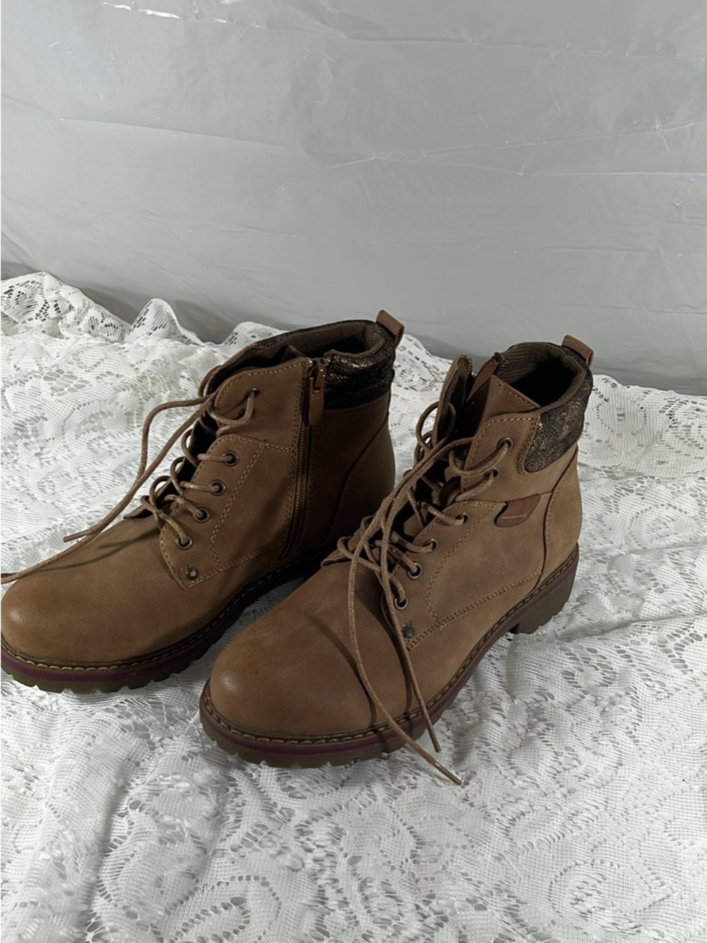 Maurices Brown Lace-Up Ankle Combat Boots